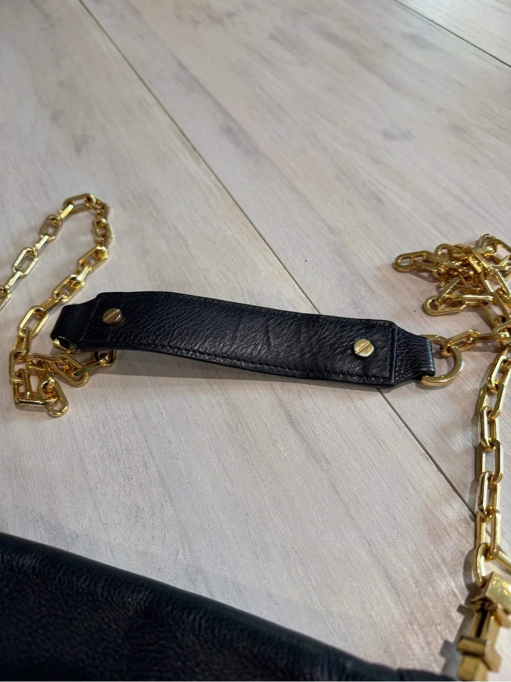 Tory Burch Black Leather Crossbody with Gold Chain Strap